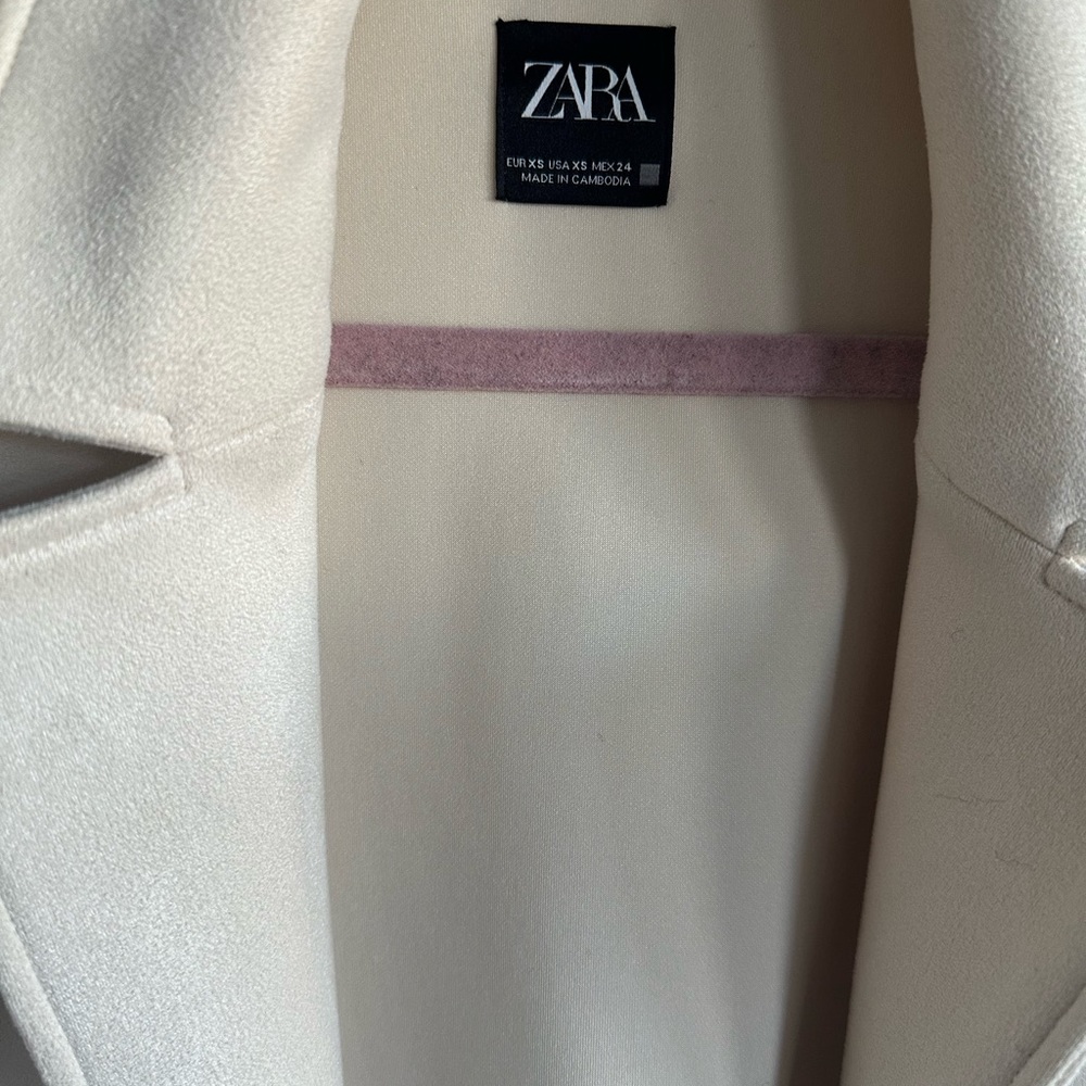 Zara Women's Cream Open-Front Midi Cream Coat - Picture 4 of 5
